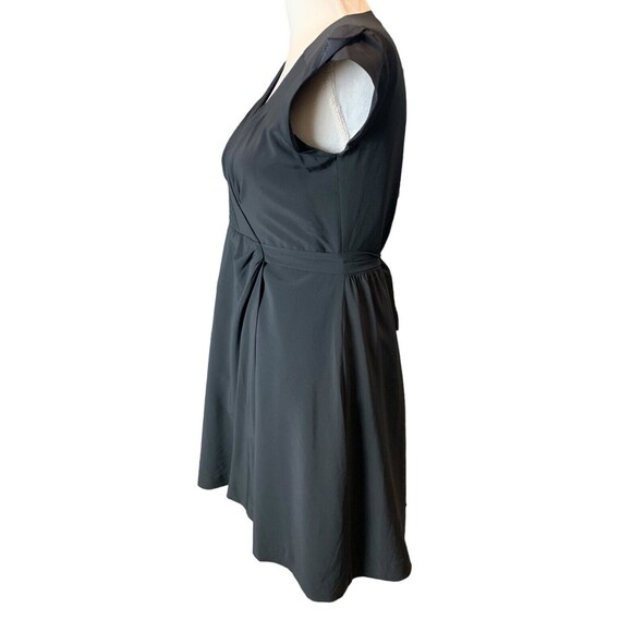 Banana Republic Wrap Style Dress Women's Sz 2 Black Polyester Cap Flutter Sleeve - Picture 3 of 13